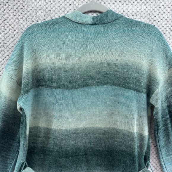 LC Lauren Conrad Cardigan Womens S Green Knit Open Front Belted Bishop Sleeve - Picture 7 of 13